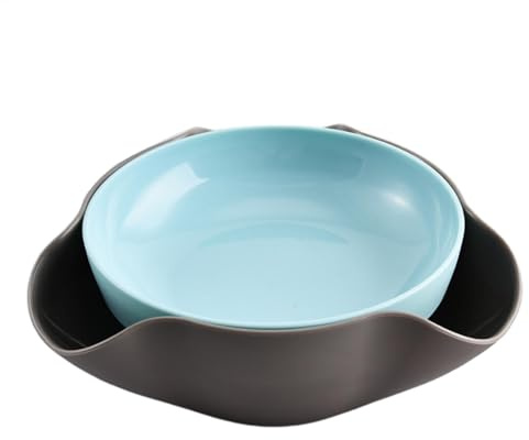 Xijobido Cuenco para servir de doble plato, cuenco de aperitivos con almacenamiento de conchas, almacenamiento de dulces de cáscara de nueces con compartimento para residuos de alimentos, cuenco de