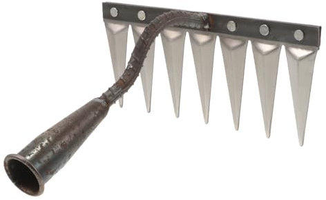 HIAKDOFT Rastrello Manuale in Ferro Con Denti Rinforzati Per Giardino Rastrello Piccolo Ergonomico Per Diserbo Sarchiatura e Allentamento Terreno Attrezzo Da Giardino Portatile Per Piante e