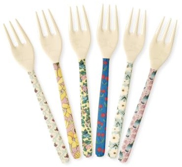 Rice Melamin Gabel 6er-Set - Show Your True Colors Print - Mehrfarbig Kindergabel Bruchsicher Campinggeschirr BPA-frei Länge: 14,5 cm