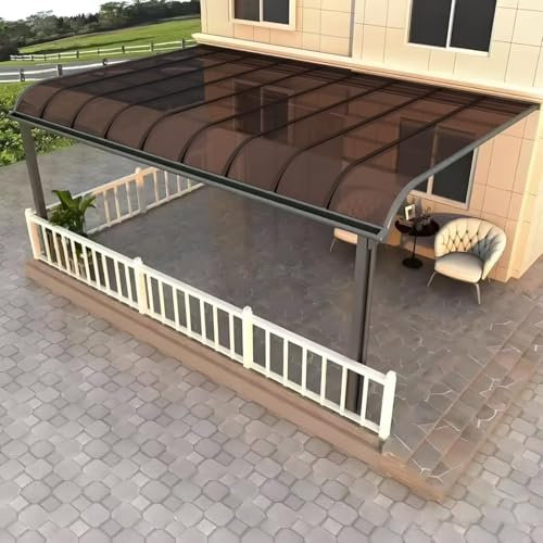 SFJATTA Polycarbonate Roofing Sheet Outdoor Clear 2mm Lightweight Clear Plastic Sheet UV Protection Rain pergola roof Panels cuts Easily Suitable for patios, partitions(Brown,60x100cm)