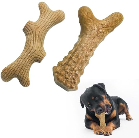 CARELAX Durable Dog Chew Toys for Aggressive Chewers - Real Bacon Flavor, Indestructible 2-Pack for Large Dogs, Medium & X-Large Options Available， Size-2
