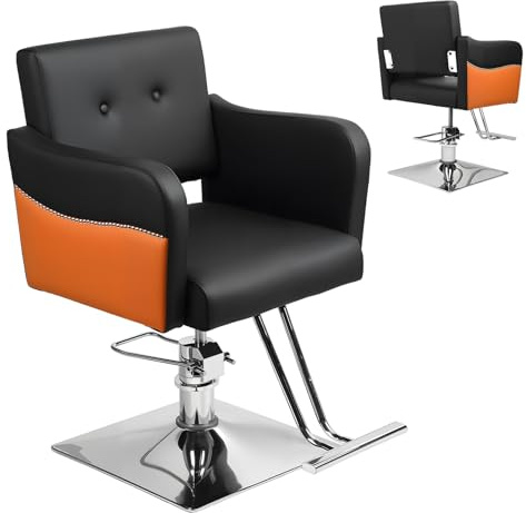 Silla de peluquería para estilista, sillas de peluquería para barbería, silla trenzada con bomba hidráulica resistente, equipo de salón de belleza, peso máximo de carga 330 libras, color negro