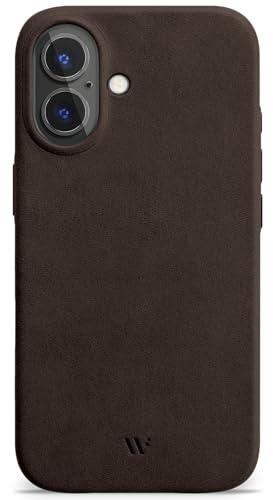 WIIUKA Hülle für iPhone 17, Leder aus Deutschland, Lederhülle extra Dünn, Premium Handyhülle, Case, Qi, skiin More, Vintage Braun