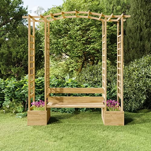 Genérico Pérgola de jardín con Banco y jardineras Madera Pino impregnada,Casa y jardín,Jardín,Artículos de Exterior,Estructuras de Exteriores,Pérgolas, y enrejados,Marrón,71.56 KG,318566