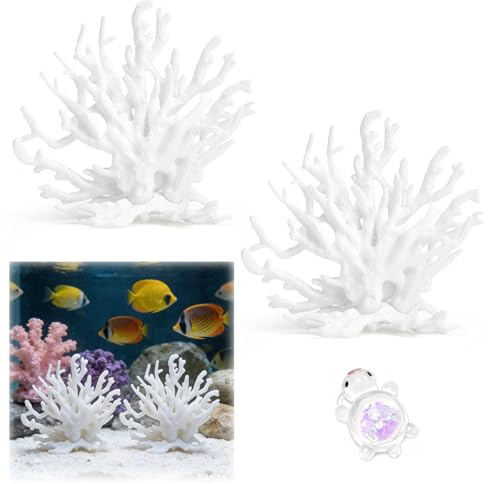 2 Stück Aquarium Deko Korallen, Koralle Deko Gefälschte Aquarium, Harz Mini Coral, Riff Ornament Kleine Becken, Wasserlandschaft Decor Mikromodell, Pflanze Garnelen Fischglas Landschaft Sgestaltung
