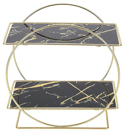 Luocute Organizador de Mostrador de Baño, Estante de Almacenamiento de Hierro de 2 Niveles para Cosméticos, Productos para el Cuidado de la Piel, Artículos de Tocador con Diseño Que (Black)