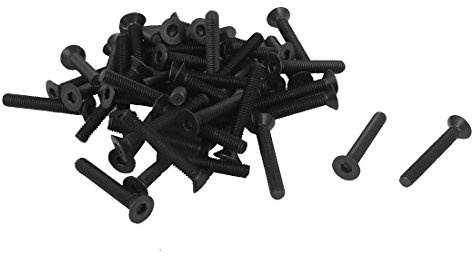 sourcing map 50 Stück M3 x 20mm Senkkopfschrauben Metrisch Flachkopfschrauben Senkkopfschrauben mit Innensechskant Schwarz | Metrische Senkkopfschrauben mit Innensechskant Flachkopfschrauben