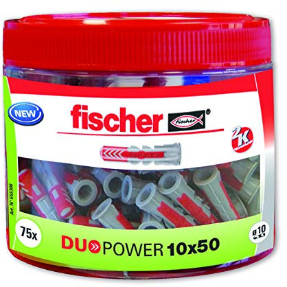 fischer Nylondübel, Grau und Rot, 10 x 50 (75 Dübel)