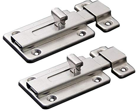 Door Bolts, 2 Pieces Stainless Steel Door Latch Gate Latch Sliding Door Lock, Surface Mounted Slide Bolt for Bathroom Door Lock Loft Hatch Catch Window Furniture Pet Gate Lock