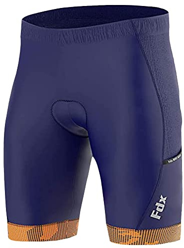 FDX Cycling Shorts Men's - 3D Anti-Bac Padded All Day Bike Shorts with Powerband Leg Grippers, Side Pockets - Breathable, Quick Dry, Anti-Slip Hi-Viz Bicycle Tights, Biking Half Pants