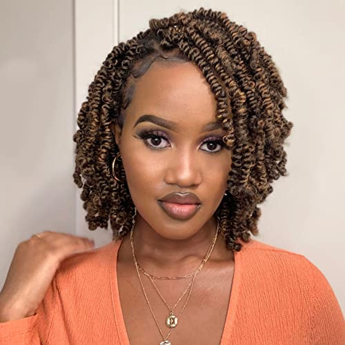 Toyotress Bob Spring Twist Hair – 15,2 cm (6 Zoll), 8 Stück, T350 (160 Stränge), kurzes Fluffy-Twist-Haar, vorgeschweißt, vorgekräuselt, Install, sehr süß und vielseitig, gehäkelte Braids