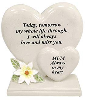Personalised Grave Ornament/Memorial Plaque with Double Hearts | Graveside Decoration Gift in the Loving Memory of your Loving Deceased Ones (Mum)