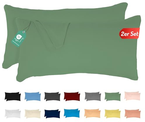 Livessa 2er Set Kissenbezug 40 x 80 cm -Verdeckter Reißverschluss an der Langen Seite, Kopfkissenbezug aus%100 Baumwolle Jersey Stoff, Ultra weich und atmungsaktiv, Oeko-Tex Zertifiziert