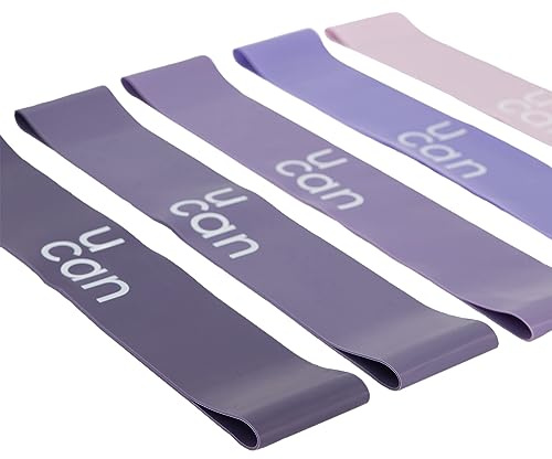 U can Ligas Banda de Resistencia de Latex para fortaleces Ejercicio en casa y Gimnasio Loops Pilates, Barre, Ejercicio funcionales Gimnasio Rosas y moradas Resistentes ucan (Morado)