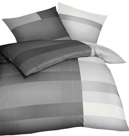 Kaeppel Fein Biber Bettwäsche 2 TLG. 135x200cm Passport Graphit Anthrazit Silber