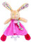 BABY NAT'- Doudou Lapin Attache Sucette POUPI - 22 cm - Peluche Bébé Rose avec Attache Tétine - Doudou Oreilles et Nouettes Imprimées Fleurs - Idée Cadeau Naissance Fille - BN0610