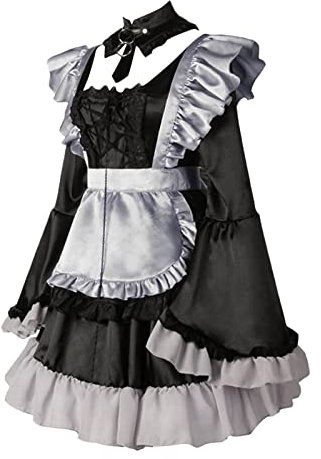 Damenkleid Halloween Kürbis – Klassisches Kleid für Damen, Soft Sister Lolita Kleid Cafe Dress Eigenschaften: mittelalterliches Fechten, Schwarz, Large