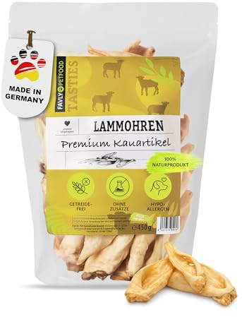 FAVLY Lammohren 450g für Hunde, luftgetrockneter Kauartikel | Naturkausnack ohne Zusätze, Zucker & Getreide, unterstützt die Zahnreinigung, auch für Welpen, aus Deutschland