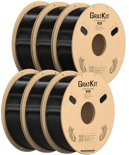 GratKit PETG Filament 1.75mm, PETG 3D Drucker Filament, Schwarz, 6kg | Leicht zu drucken, Gleichmäßige Wicklung, Kompatibel mit Bambu Lab, AMS, AMSLite, Maßgenauigkeit±0,03mm