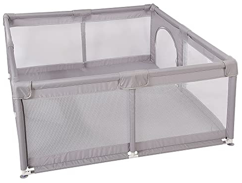 Großer Laufstall für Babys, XXL, kompakt und robust, Schutz aus Schaumstoff, Sicherheitsgitter, rutschfest, mit Tür mit Reißverschluss, rund, aus atmungsaktivem Netzgewebe, Aktivitätszentrum, 1,5 x