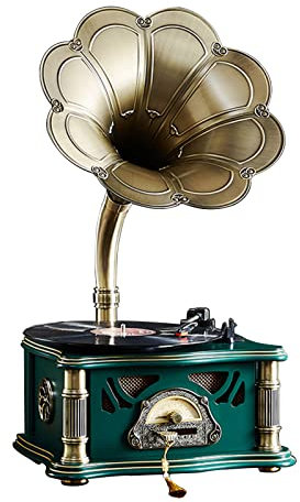 Vintage Gramophone, European Style Nostalgic Ornaments with Bluetooth Sound - Creative American Style Vinyl Record Player and Old Style Phonograph for Living Room
