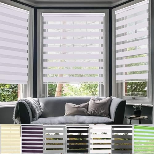 Dachfenster Rollo Verdunkelungsrollo, 35 x 150 cm 100 Sichtschutz Sonnenschutz Klemmfix Rollo für Fenster, Zebrarollo Seitenzugrollo mit Bohren Klemmfix für Fenster und Tür, Weiß