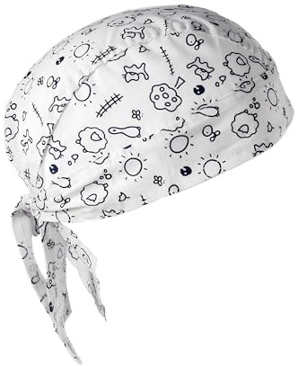 Bandana Pirata Bambino Cotone Estiva, Cappellino 1-3 Anni Regolabile Traspirante per Mare Spiaggia Sole Sport, Fantasia Colorata, Bianca