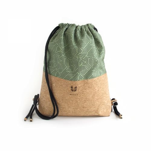 Smukbird® Turnbeutel Rucksack für Damen & Herren, Sportbeutel, Rucksackbeutel für Fitness & Freizeit | wasserabweisender Kork | Made in Germany (Stripes)