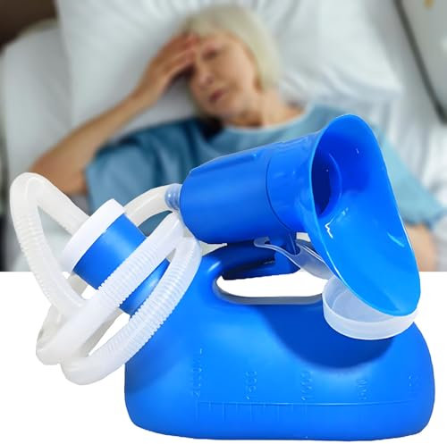 HAILM Urinflasche Für Frauen, Urinflasche Für Unterwegs, Auslaufsicheres Urinal Frauen, 2000 Ml – 63 Zoll Urinflaschen Mit Langem Hals Und Deckel Für Inkontinenz-Ältere Auto-Trucker,Blau