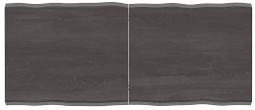 CIADAZ Tischplatte Dunkelgrau 140x60x4 cm Eichenholz mit Baumkante, Arbeitsplatte, Holzplatte, Schreibtischplatte, Waschtischplatte, Küchenarbeitsplatte