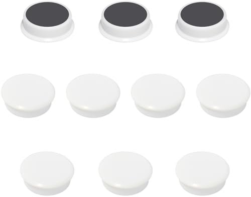 DUJEQM 10PCS Fridge Magnets - Heavy Duty Round Mini Magnets for Whiteboard, Kitchen, Office & School - Strong Magnet Small Cute Decorative Magnets for Crafts Presentation Supplies Notice Board, White