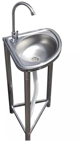 zktoermn Edelstahl Dreieck Handwaschbecken Waschbecken, Single Bowl Spüle, Mit Halterung Eckbecken Waschbecken, Ecke für Küche Bad WC(Silver-A)