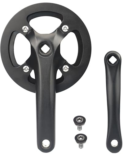 WEEROCK Mountain Bike Crankset Steel 1 Piece 38T Charing Single Alumininum Alloy Cover Crank Set with 170mm Arm 104 BCD, Compatible with Single Speed Bicycle and 6/7/8/9/10/11 Speeds MTB Bike, Black