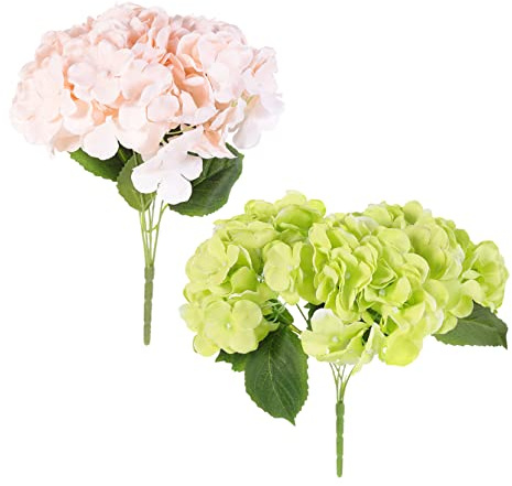 Zerodeko 2 Piezas Hortensia Artificial de Seda para Decoración del Hogar Flor de Hortensia Artificial Falsa Flor de Seda para Obsequio de Inauguración Casa