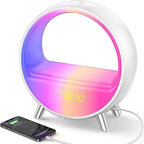 Good Homie Sonnenaufgang Wecker, 9 Gradient Lichteffekte, Lärm Schlaf Sounds Maschine Mit Dual-Alarme, Kinderzimmer RGB Ambient Table Nightstand Light, Für Schwere Schläfer Erwachsene Kinderzimmer