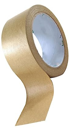 SECFOU Kraft Paper Tape 80mm X 50m Water-free Adhesive Natural Brown Wrapping Tape for Packaging Boxes DIY Crafts and Party Decoration