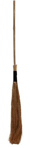 Healeved 1 Pc Balai d'halloween Balai pour Halloween Décor De Sorcière Tordu d'halloween Balayeuse Naturel Rouge Rétractable Chaudron Manche à Mascarade Foins