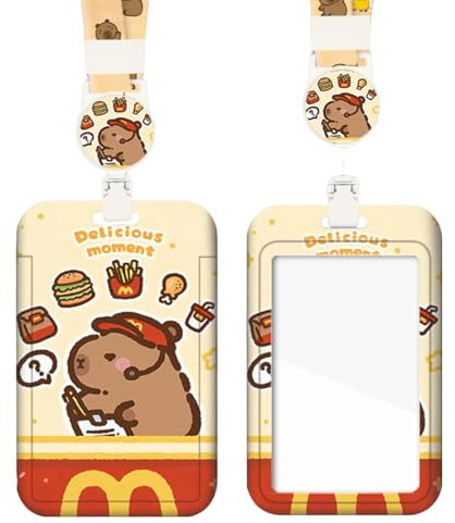 CATOR Capybara Ausweishülle,Wasserschwein Sliding Ausweishülle, Extendable Key Fob Badge Holder,Schlüsselband, für Frauen, Lehrer, Krankenschwester, Doktor, Student