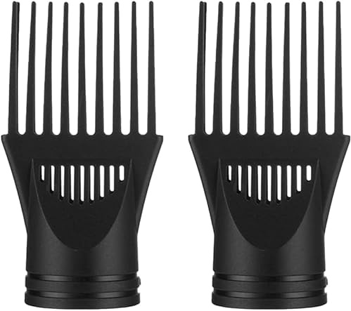 Lot de 2 diffuseurs noirs pour sèche-cheveux - Capuchon de soufflage professionnel - Peigne à souffler - Brosse à cheveux - Buses pour salon de coiffure, salon de coiffure, sèche-cheveux - Outils de
