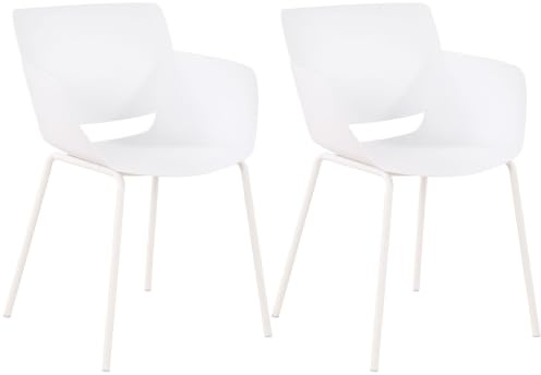 CLP 2er Set Gartenstuhl Alpena, Schalenstühle für Garten, Terrasse und Balkon, Sitzschalen wetterfest, Gestelle aus robustem Stahl | Farbe weiß