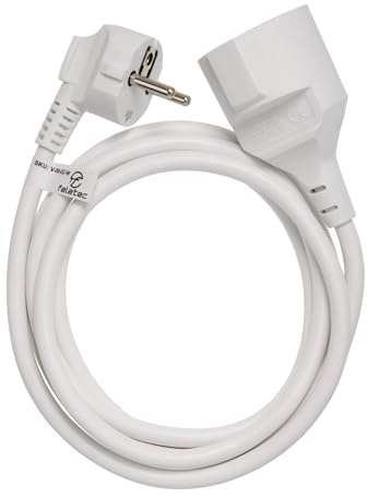 feletec Verlängerungskabel 2m weiß für Innenbereich mit Winkelstecker 16A 230V 3680W