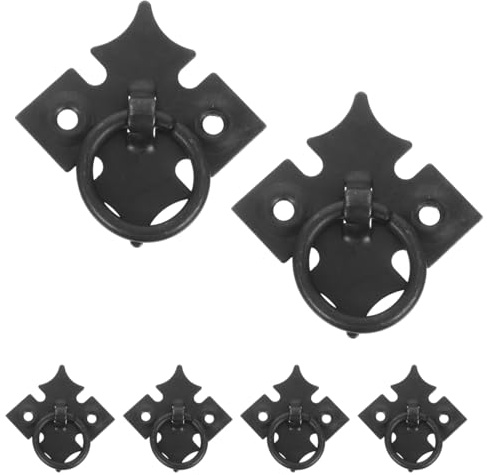 Lurrose 6 piezas Tiradores de Cajón Vintage de Hierro Negro de Manijas Retro Tirador Negro Mesita de Noche para Muebles Instalación Armarios