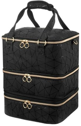 Organiseur de vernis à ongles, avec 3 couches, 84 bouteilles et lampe à ongles, 3 couches en cuir synthétique, sac de rangement pour fournitures à ongles, grande bandoulière support de vernis à ongles