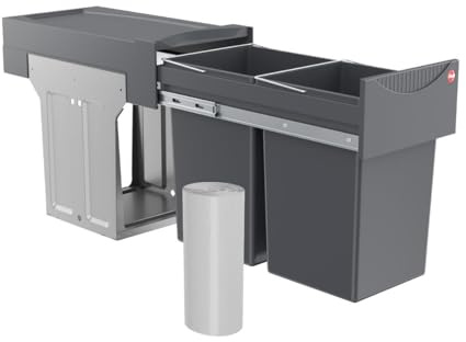 Hailo Abfallsammler TA Swing 3666104 | Einbau-Mülleimer 2x15L | Tandem Mülltrennsystem für Küchenunterschrank inkl. 50 Mülleimer-Müllbeutel