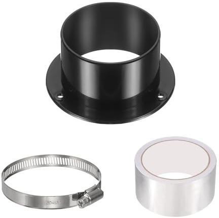 PATIKIL 3 Inch Duct Connector Flange, ABS Plastic Straight Pipe Flange Dryer Vent Connector with Clamp for Air Heating Cooling Ventilation HVAC System, Black