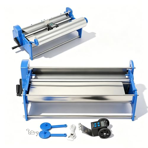 Máquina de encolar papel pintado de manivela, revestimiento manual de pasta de acero inoxidable, rango de trabajo de 52-53 cm, con medidor electrónico para engomar y almidonar