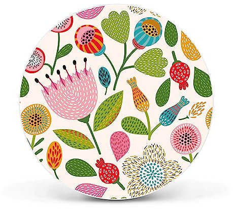 banjado Magnettafel Ø 47cm Weiß - Magnetwand aus Metall - Magnetpinnwand als Memoboard - Pinnwand Magnettafel Küche, Büro, Kinderzimmer inkl. 4 Magnete & Montageset - Rosa Kelch Hell