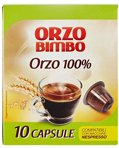 ORZO BIMBO ORZO 100%, Capsule compatibili Nespresso, Naturalmente senza Caffeina, Con solo Orzo, Per la Colazione e le Pause, 10 Capsule