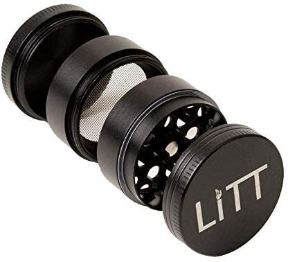 LiTT Mini molinillo de aluminio negro con dientes curvos, tapa superior magnética, accesorios de almacenamiento de cocina, 4 unidades