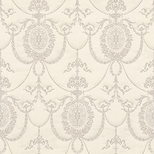 Rasch Carta da parati 532104 - Carta da parati in tessuto non tessuto, con ornamenti in stile barocco della collezione Trianon XII, 10,05 x 0,53 m (L x P), colore: bianco crema